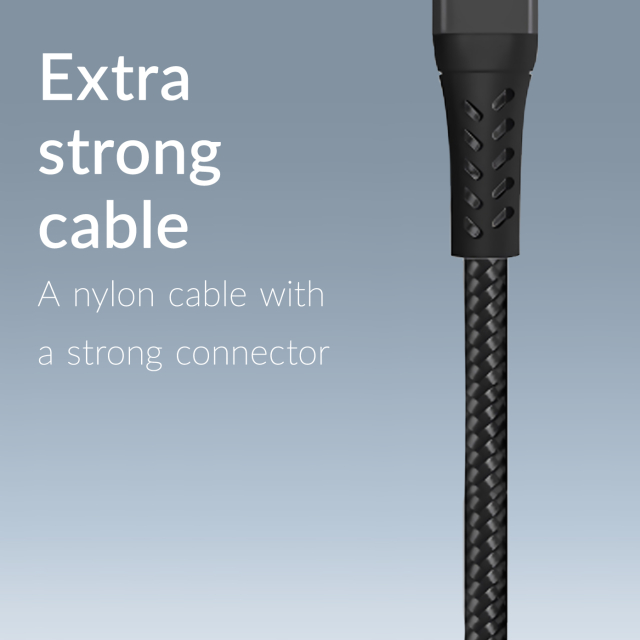 Mobilize Strong Nylon Datenkabel USB Typ-A auf Typ-C 20 cm schwarz 15W