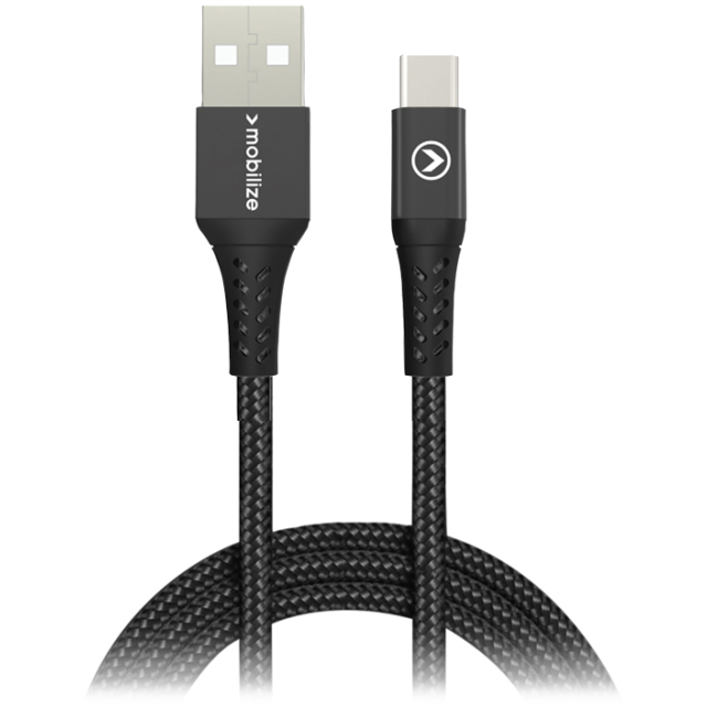 Mobilize Strong Nylon Datenkabel USB Typ-A auf Typ-C 2m schwarz 15W