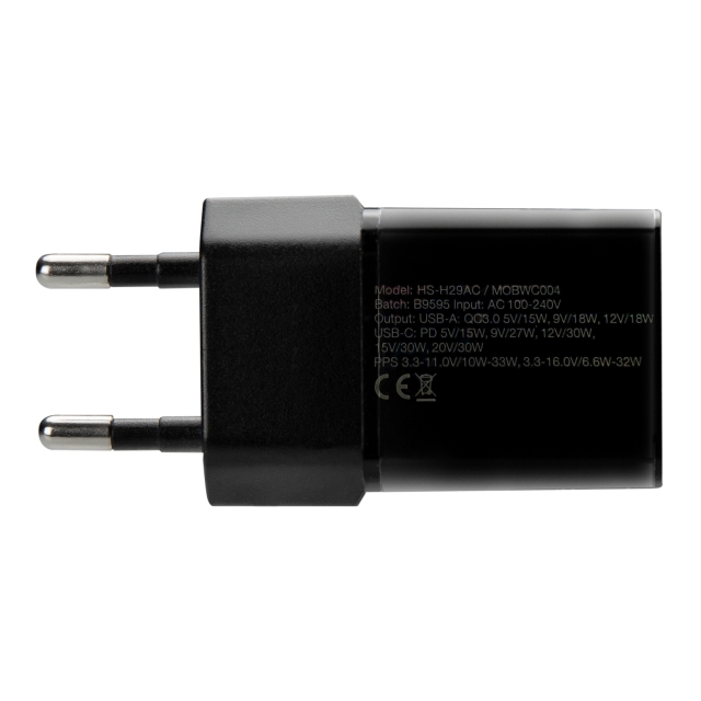 Mobilize Wall Charger Ladegerät USB-C + USB-A GaN 30W PD/PPS schwarz