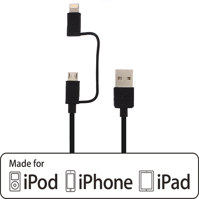 Mobilize Datenkabel Micro USB und Lightning 1,5m schwarz Made for iPhone