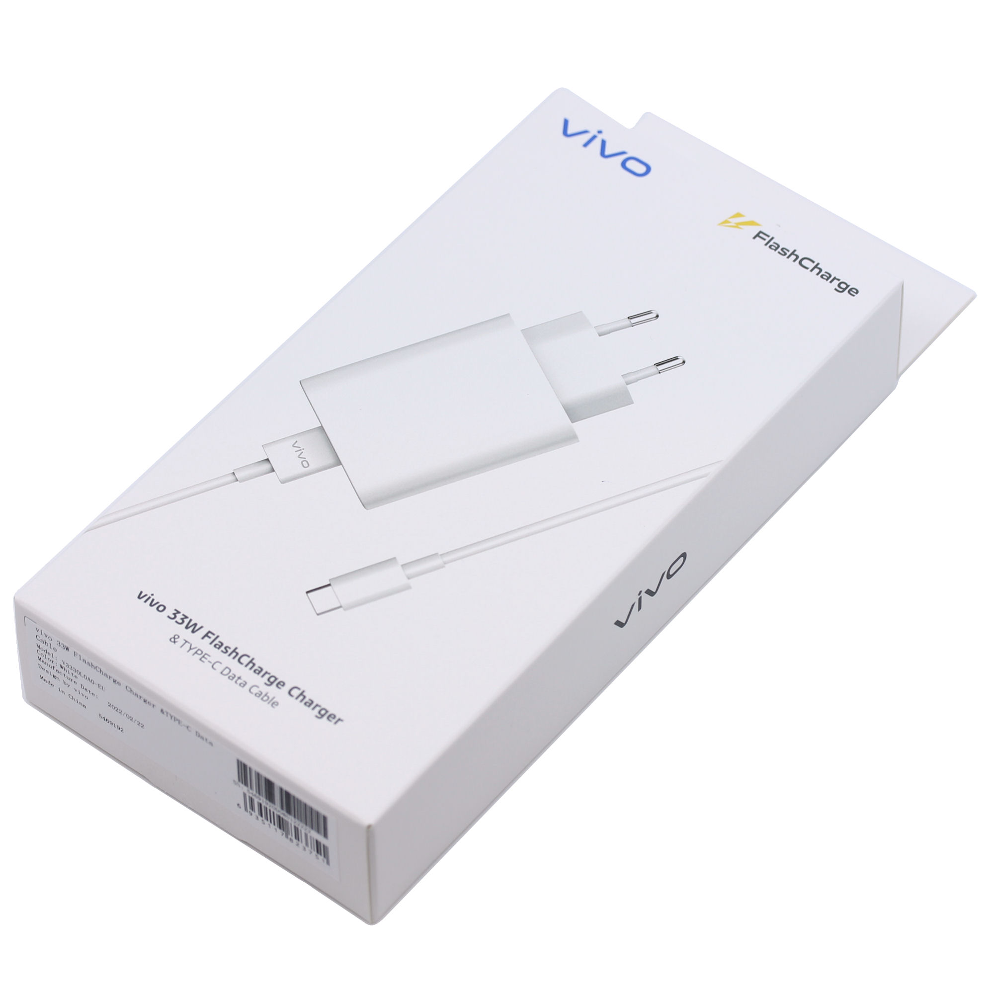 Vivo Ladegerät V3330L0A0 33W USB Typ-C FlashCharge 2.0 mit Kabel weiß