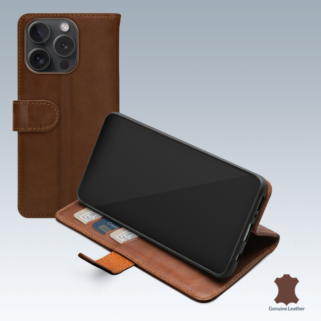 Mobilize Leather Wallet Apple iPhone 15 Pro braun