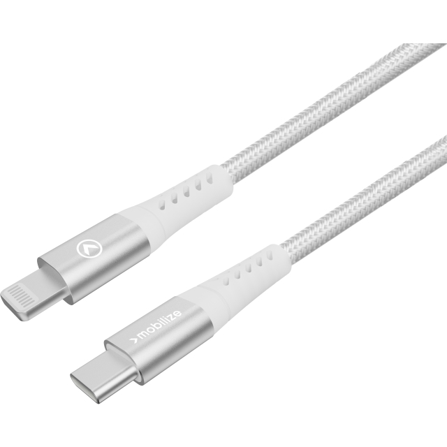 Mobilize Strong Nylon Datenkabel Typ-C auf USB Typ-C weiß 20 cm 100W