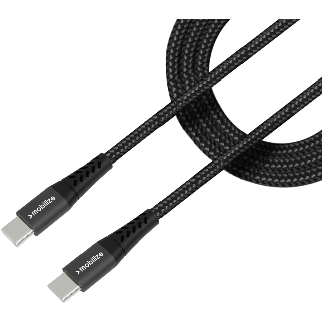 Mobilize Strong Nylon Datenkabel Typ-C auf USB Typ-C schwarz 2 m 100W