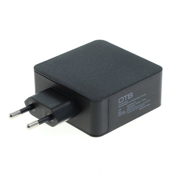 Ladegerät auf 1x USB-A Buchse (12W) / 1x Typ-C PD (45W) gesamt 57W schwarz