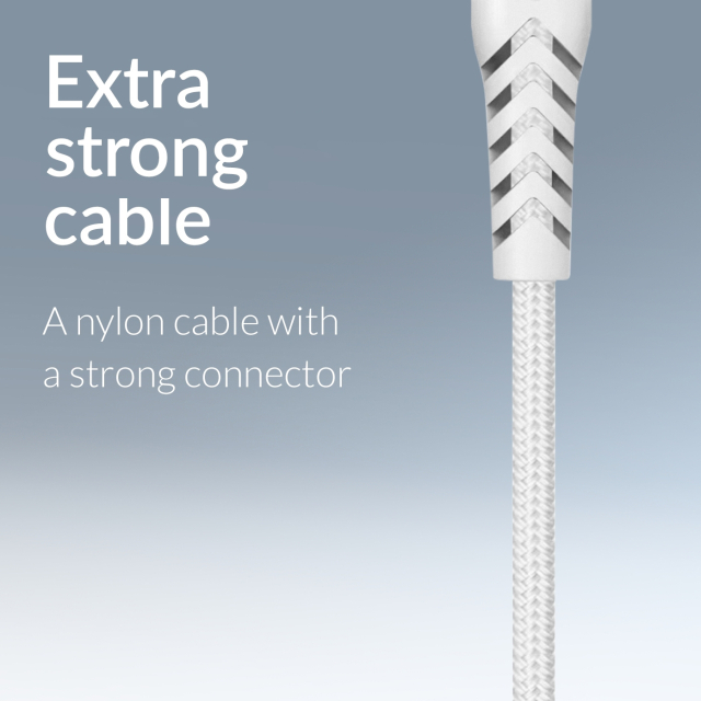Mobilize Strong Nylon Datenkabel Typ-C auf USB Typ-C weiß 20 cm 100W
