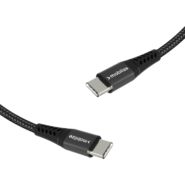 Mobilize Strong Nylon Datenkabel Typ-C auf USB Typ-C schwarz 1 m 100W