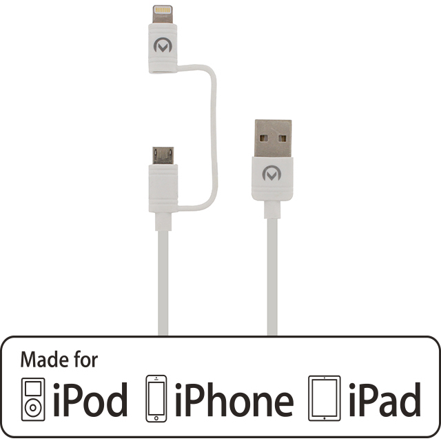 Mobilize Datenkabel Micro USB und Lightning 1,5m weiß Made for iPhone