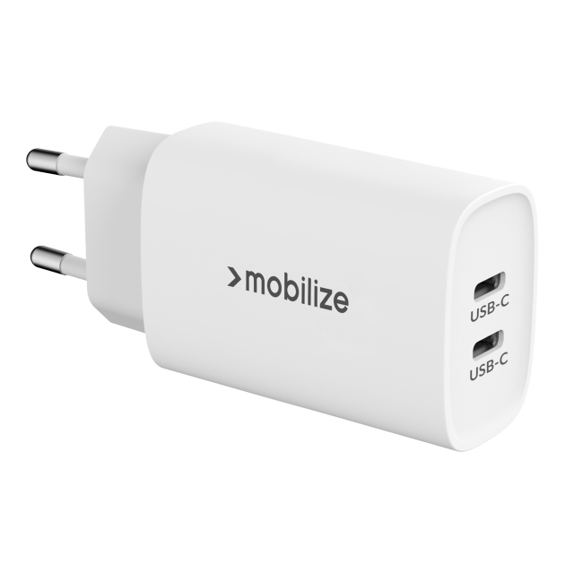 Mobilize Wall Charger Ladegerät 2x USB-C GaN 45W PD/PPS weiß