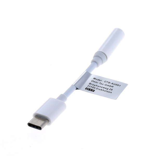 Audio Kabel USB Typ-C auf Buchse 3,5 mm weiß