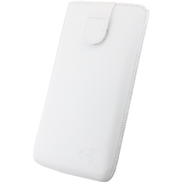 Senza Leder Etui Tasche Weiß Size L z.B. Galaxy S4 mini