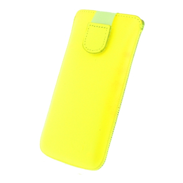 Senza Leder Etui Tasche Neon Gelb Size M-Large 126 x 62 z.B. iPhone 5 5S SE