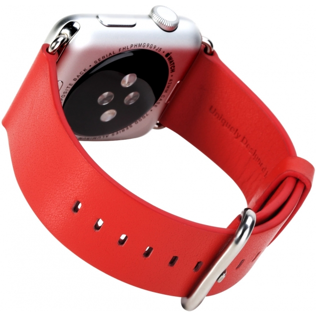 Rock Genuine Leather Watchband Apple Watch 38mm rot