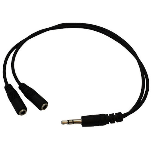 Audio Kabel Stecker 3,5mm Klinke 3-Pol auf 2x Buchse 3,5mm Klinke 3-Pol schwarz