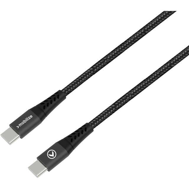 Mobilize Strong Nylon Datenkabel Typ-C auf USB Typ-C schwarz 20 cm 100W
