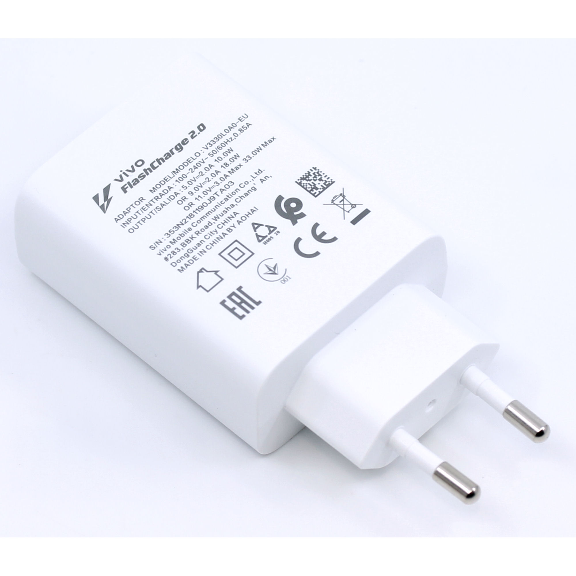 Vivo Ladegerät V3330L0A0 33W USB Typ-C FlashCharge 2.0 mit Kabel weiß