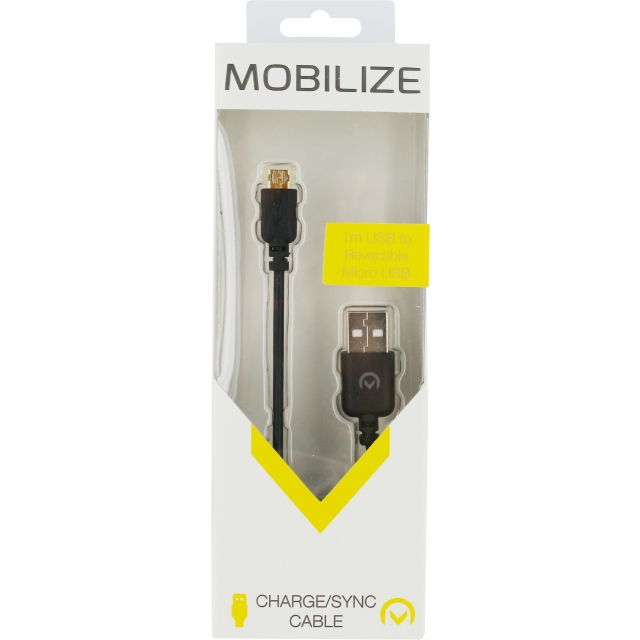 Mobilize Datenkabel Reversible Micro USB schwarz 100 cm Reversible schwarz