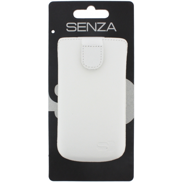 Senza Leder Etui Tasche Weiß Size L z.B. Galaxy S4 mini