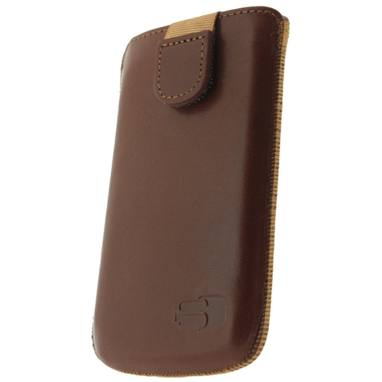 Senza Leder Etui Tasche Cognac Braun Size L z.B. Galaxy S4 mini