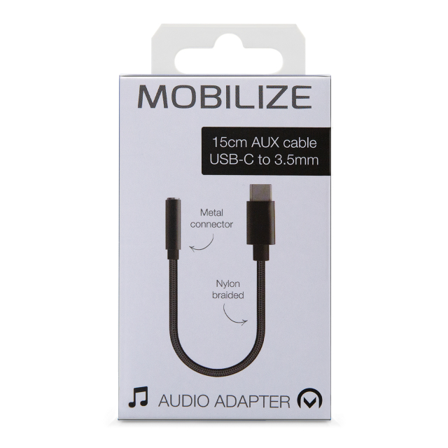 Mobilize Strong Nylon Audio Adapter USB-C zu 3.5mm 15cm schwarz