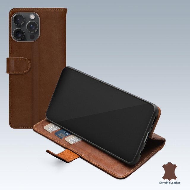 Mobilize Leather Wallet Apple iPhone 15 Pro Max braun