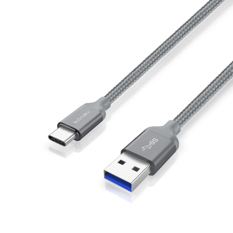 nevox Datenkabel Typ-C USB 3.0 Nylon 1 m silbergrau