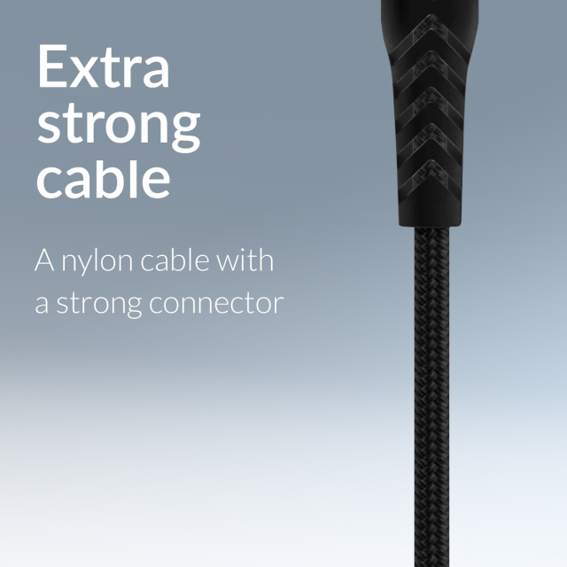 Mobilize Strong Nylon Datenkabel Typ-C auf USB Typ-C schwarz 20 cm 100W