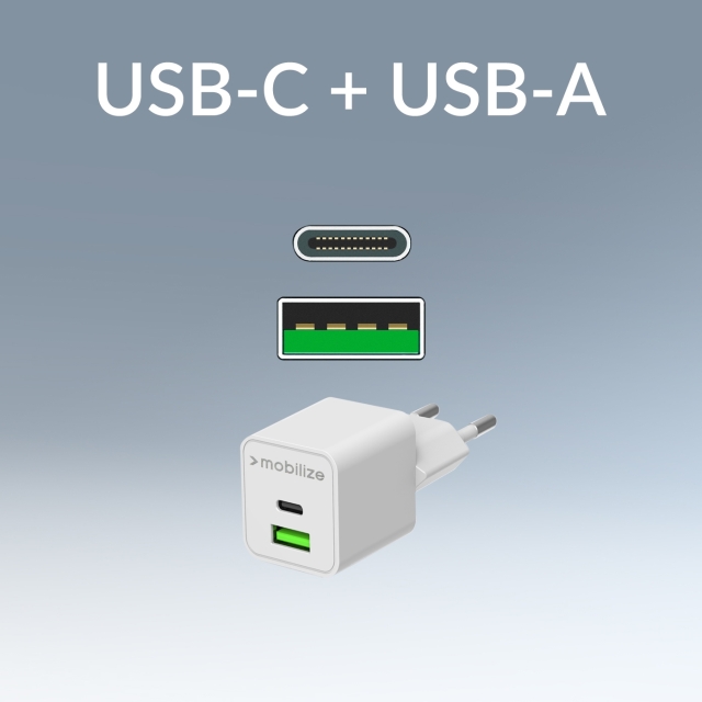 Mobilize Wall Charger Ladegerät USB-C + USB-A GaN 30W PD/PPS weiß