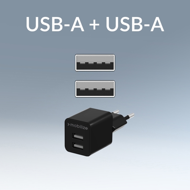 Mobilize Wall Charger Ladegerät 2x USB-A 24W schwarz